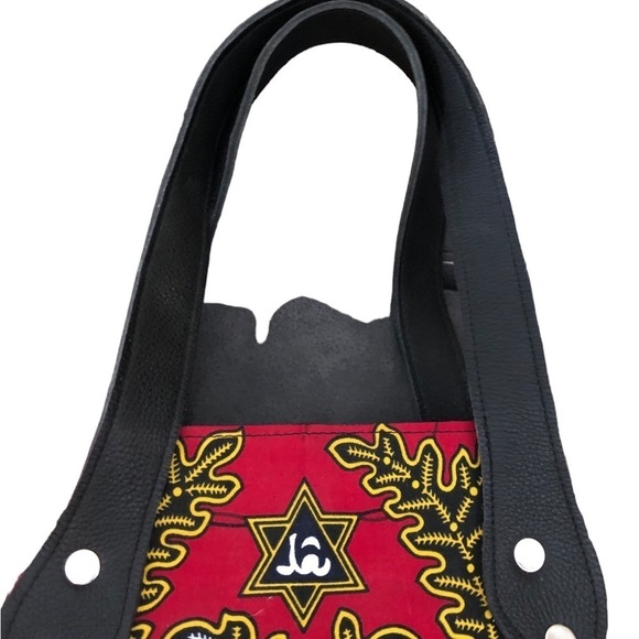 Vibrant Authentic West African Executive Handbag Large Double Leather Handcraft - Picture 2 of 9